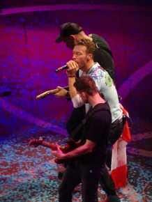 Chris Martin Guy Berryman and Jonny Buckland Coldplay Rogers Place Edmonton Sept 27 2017