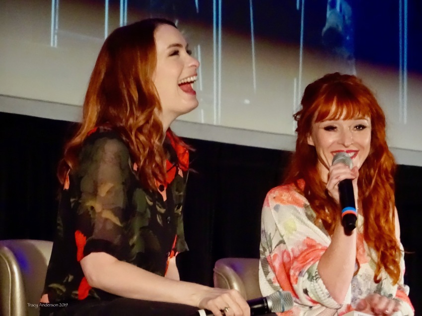 Felicia Day and Ruth Connell laugh SPNVan Con Aug 23-25 2019